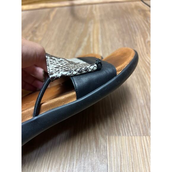 Gentle Souls Black Snake Print Leather Slip On Open Toe Slide Sandals Size 8 - Picture 6 of 8